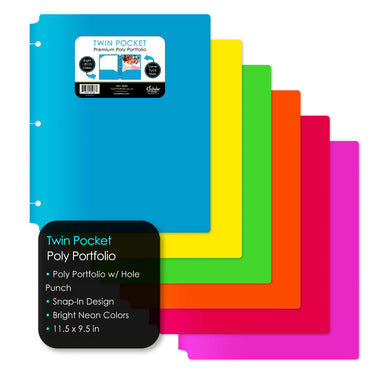 Poly Port Neon Colors 2 Pocket Folder