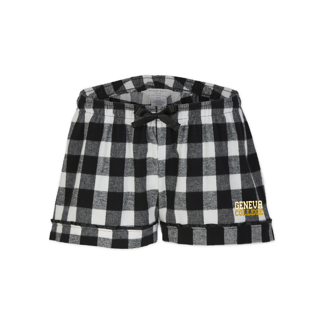 Women's Flannel Short | Black/White Buffalo Check